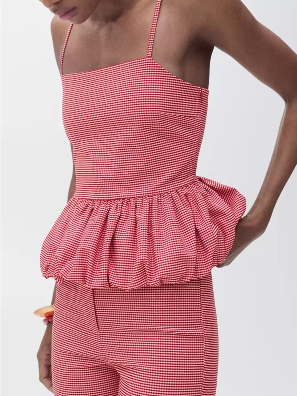 MANGO  Red & White Gingham  VICHY TOP  With adjustable Straps S  NWT - Picture 2 of 10